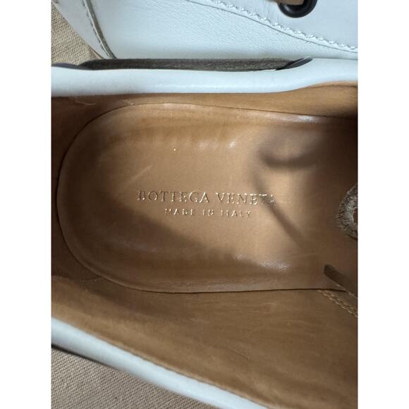 Bottega Veneta Boat Shoes Mens Size 8.5 White Intrecciato Leather Made in Italy main image 6